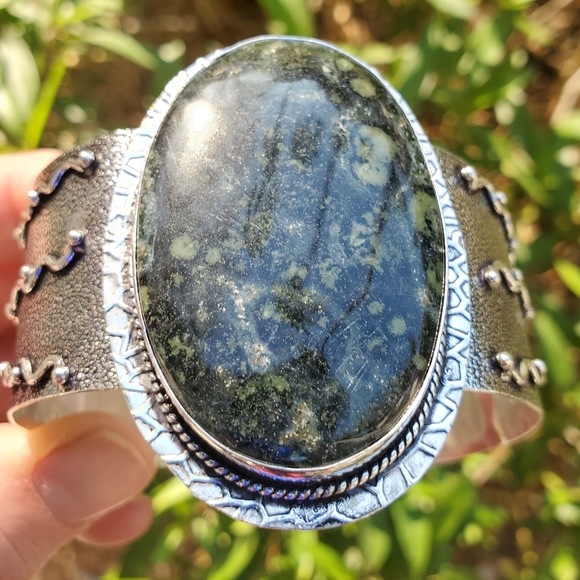 New Kambaba Jasper 925 Silver Cuff Bracelet. - Picture 7 of 15